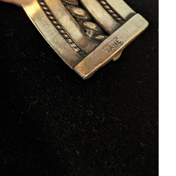 Tahe Navajo Native American Signed Braided 60g Sterling Cuff Bracelet - Picture 4 of 9